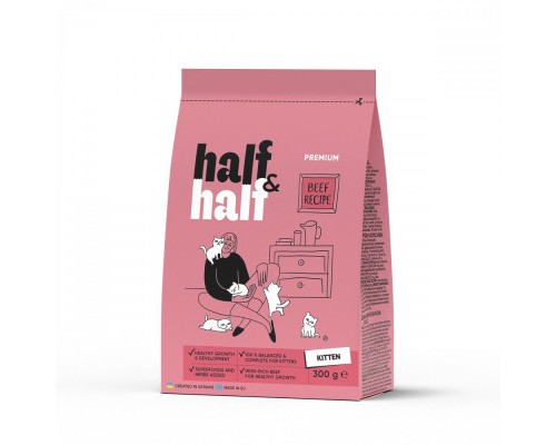 Сухий корм для кішок Half&Half для кошенят з яловичиною 300 г (4820261920925)