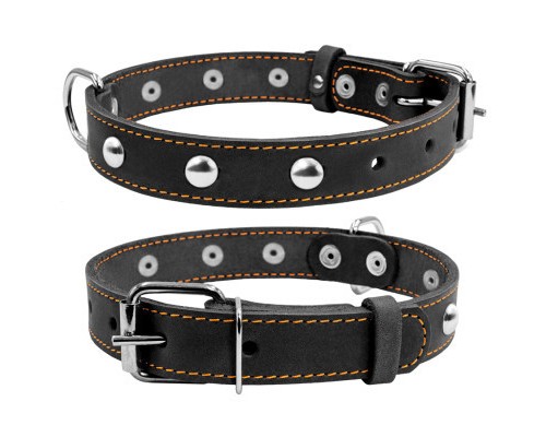 Нашийник для тварин Collar одинарний з прикрасами Ш 20 мм Д 32-40 см чорний (01351)