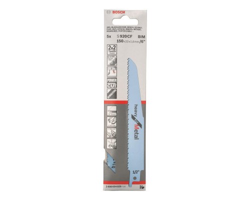 Полотно Bosch по металу, S 920 CF, 8+10TPI, 5шт (2.608.654.820)