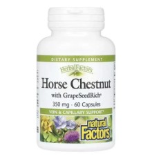 Трави Natural Factors Кінський каштан з виноградними кісточками, 350 мг, HerbalFactor (NFS-04590)