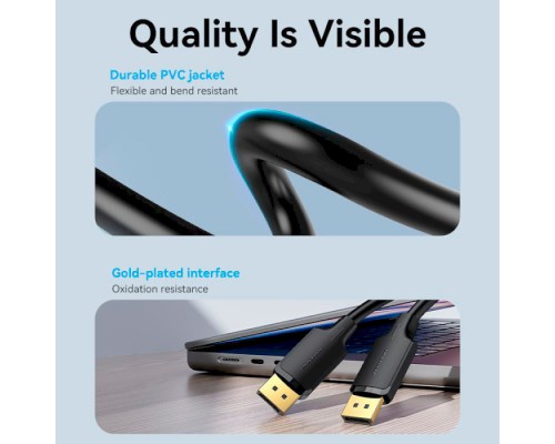 Кабель мультимедійний DisplayPort to DisplayPort 1.5m V1.2 4K 60Hz 3D Dolby 7.1 Vention (HAKBG)