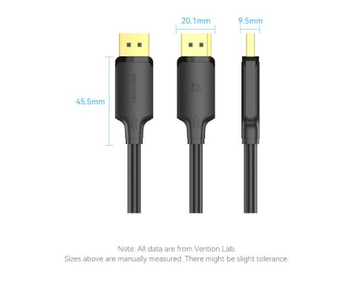 Кабель мультимедійний DisplayPort to DisplayPort 1.5m V1.2 4K 60Hz 3D Dolby 7.1 Vention (HAKBG)