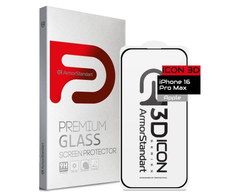 Скло захисне Armorstandart Icon 3D Apple iPhone 16 Pro Max Black (ARM78030)
