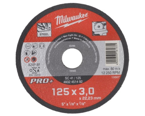 Круг відрізний Milwaukee по металу, SC 41/125х3 PRO+, 125мм (4932451492)