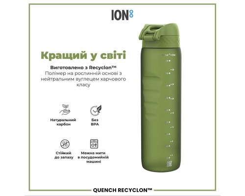 Пляшка для води ION8 OneTouch 1000 мл BPA Free Khaki Green (I8RF1000KGRE)