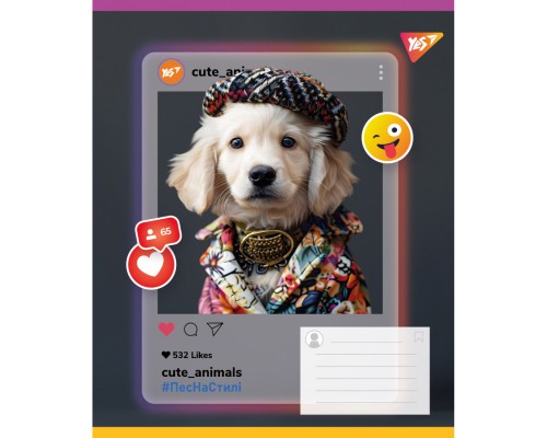 Зошит Yes Cute animals А5 18 аркушів клітинка (767727)