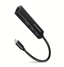 Концентратор AXAGON USB-C to 3xUSB-A + RJ45 0.2m metal black (HMC-GL3A)