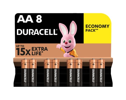 Батарейка Duracell AA лужні 8 шт. в упаковці (5000394006522 / 81417083 / 81480361) 