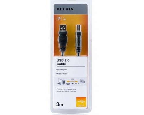 Кабель для принтера USB 2.0 AM/BM 3.0m Belkin (F3U154bt3M)