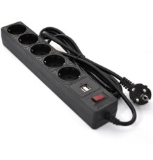 Мережевий фільтр живлення Patron 3m (SP-53) + 2 USB 2.0, 2.1A , 5 роз. BLACK (EXT-PN-SP-53-USB)