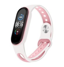 Ремінець до фітнес браслета BeCover Sport Style для Xiaomi Mi Smart Band 5 White-Pink (705174)