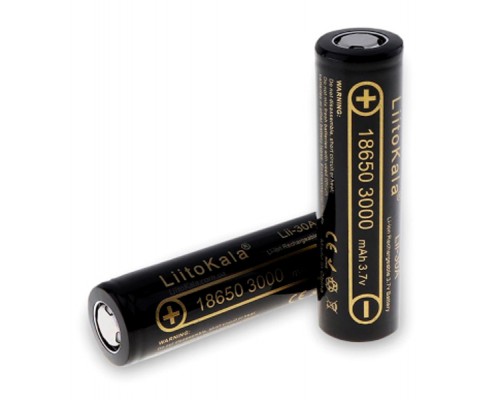 Акумулятор 18650 3000mAh Li-Ion, (2850-3250mah), 3.7V (2.75-4.2V), Blac Liitokala (Lii-30A) 