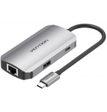 Концентратор Vention USB3.1 Type-C --> USB 3.0x3/RJ45 Gigabit/PD 100W Hub 5-in-1 (TNFHB)
