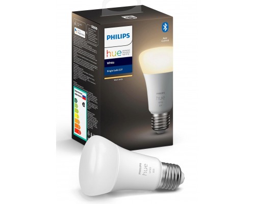 Розумна лампочка Philips Hue Single Bulb E27, White, BT, DIM (929001821618)