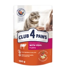 Вологий корм для кішок Club 4 Paws в соусі з телятиною 100 г (4820083908965)