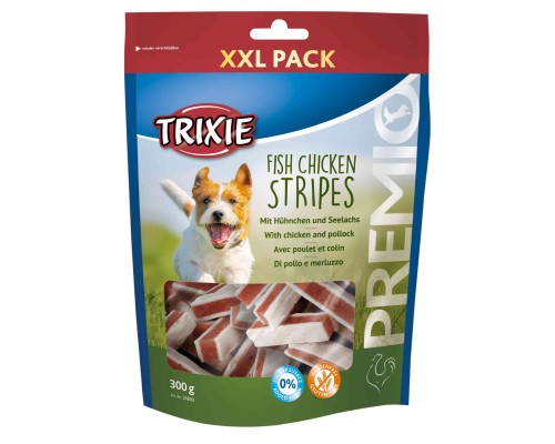 Ласощі для собак Trixie Premio Chicken and Pollock Stripes XXL курка/лосось 300 г (4011905318035)