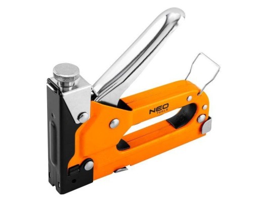 Степлер будівельний Neo Tools 3 в 1, 4-14 мм, тип скоб G, L, E, регулювання забивання скоб (16-031)