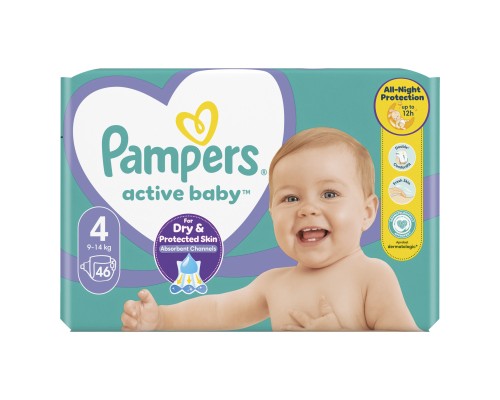 Підгузки Pampers Active Baby Maxi Розмір 4 (9-14 кг) 46 шт (8001090949097)