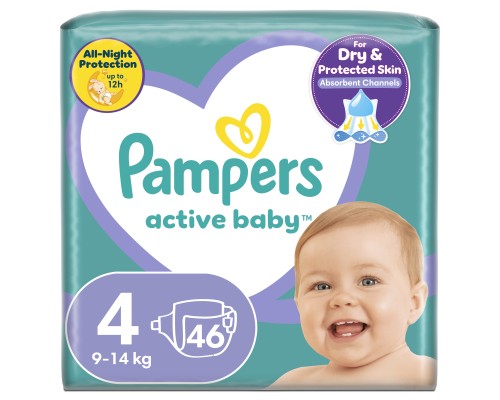 Підгузки Pampers Active Baby Maxi Розмір 4 (9-14 кг) 46 шт (8001090949097)