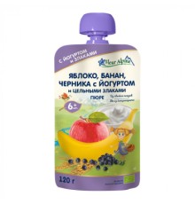 Дитяче пюре Fleur Alpine Яблуко Банан Чорниця з Йогуртом 120 г (5024688001161)