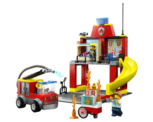 Конструктор LEGO City Пожежне депо та пожежна машина 153 деталі (60375)