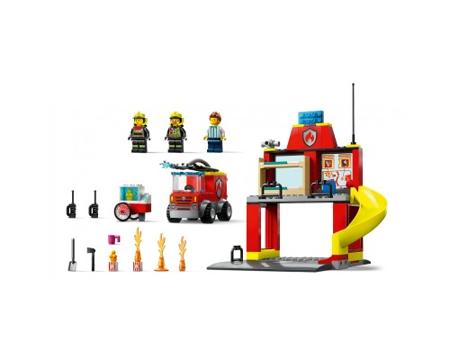 Конструктор LEGO City Пожежне депо та пожежна машина 153 деталі (60375)