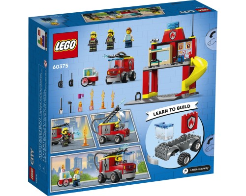 Конструктор LEGO City Пожежне депо та пожежна машина 153 деталі (60375)