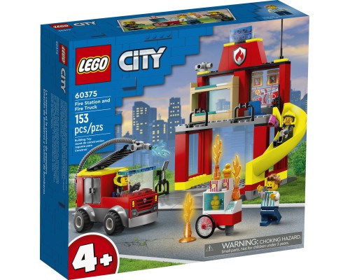 Конструктор LEGO City Пожежне депо та пожежна машина 153 деталі (60375)
