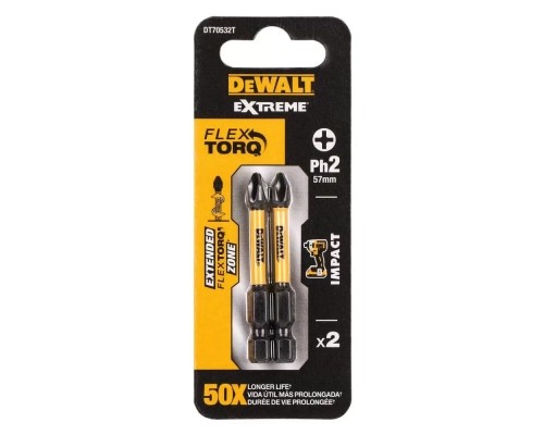 Набір біт DeWALT IMPACT TORSION, ударні, Ph2, L=57 мм, 2 шт (DT70532T)
