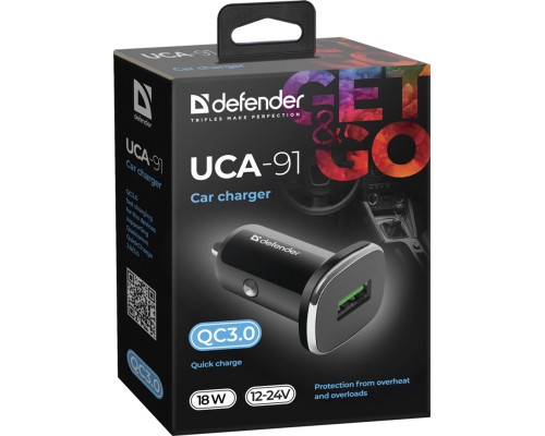 Зарядний пристрій Defender 1xUSB 18W (USB-A) QC3.0 3А UCA-91 (83830)