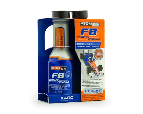 Присадка автомобільна Xado Atomex F8 Complex Formula для абсол. захисту від некач. палива, Диз 250 мл (XA 40213_10)