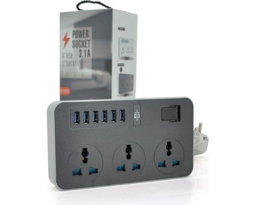 Мережевий фільтр живлення Voltronic TВ-Т09, 3роз, 6*USB Black (ТВ-Т09-Black)