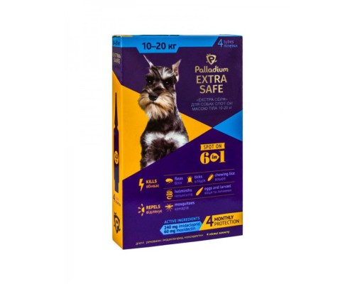 Краплі для тварин Palladium Extra Safe для собак вагою від 10 до 20 кг 4/2 мл (4820150205683)