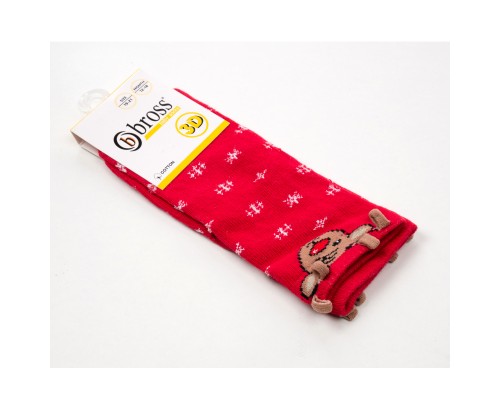 Шкарпетки дитячі Bross новорічні з оленем (21248-12-18-red)