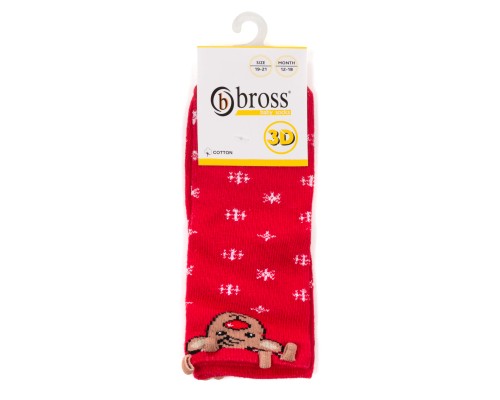 Шкарпетки дитячі Bross новорічні з оленем (21248-12-18-red)