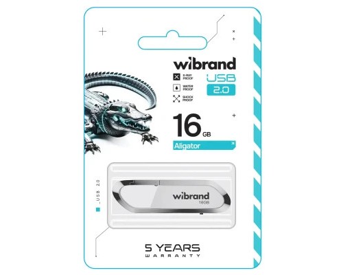 USB флеш накопичувач Wibrand 16GB Aligator White USB 2.0 (WI2.0/AL16U7W) 