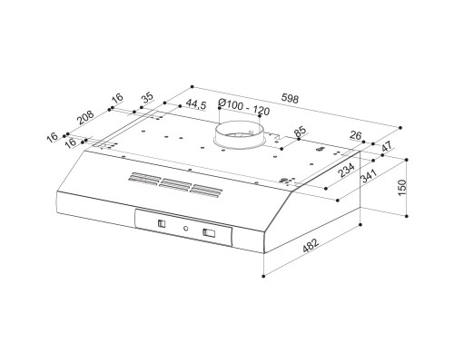 Витяжка кухонна Faber 741 Base W A60, білий (300.0557.477)