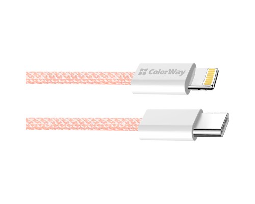 Дата кабель USB-C to Lightning 1.0m 27W pink ColorWay (CW-CBPDCL061-P)