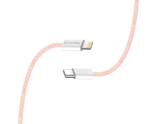 Дата кабель USB-C to Lightning 1.0m 27W pink ColorWay (CW-CBPDCL061-P)