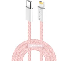 Дата кабель USB-C to Lightning 1.0m 27W pink ColorWay (CW-CBPDCL061-P)