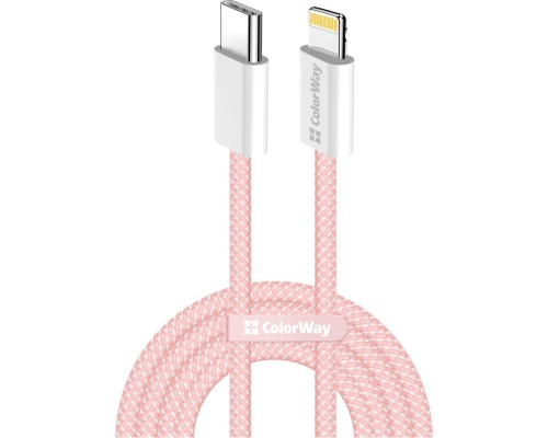 Дата кабель USB-C to Lightning 1.0m 27W pink ColorWay (CW-CBPDCL061-P)