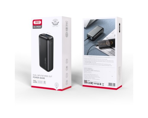 Батарея універсальна XO 30000mAh, PD/20W, QC/22.5W, black (PR200_Black) 