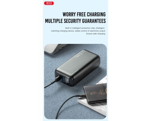 Батарея універсальна XO 30000mAh, PD/20W, QC/22.5W, black (PR200_Black) 