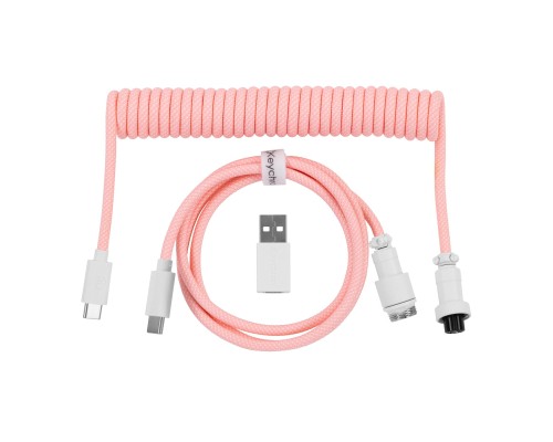 Дата кабель USB-C + USB A to USB-C 1.36m Coiled Aviator pink Keychron (CAB15_KEYCHRON)