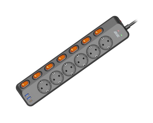 Мережевий фільтр живлення 2E 2E-SP6M3SWBK 3m (2E-SP6M3SWBK)