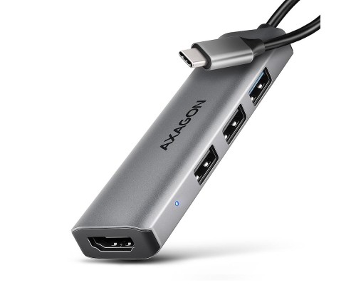 Концентратор AXAGON USB-C to 3xUSB-A + HDMI 0.15m gray (HMC-H3A)