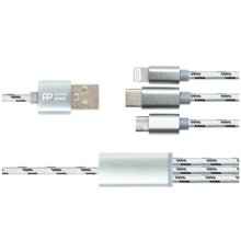 Дата кабель USB 2.0 AM to Lightning + Micro 5P + Type-C 1.0m 2.1A PowerPlant (CA910663)