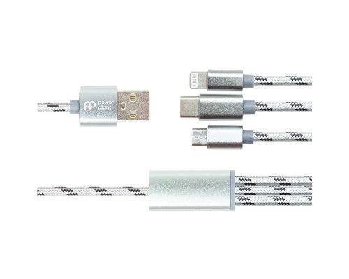 Дата кабель USB 2.0 AM to Lightning + Micro 5P + Type-C 1.0m 2.1A PowerPlant (CA910663) Дата кабель USB 2.0 AM to Lightning + Micro 5P + Type-C 1.0m 2.1A PowerPlant (CA910663)