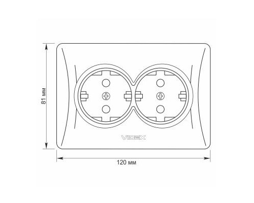 Розетка Videx BINERA 2ая с заземлением серебр (VF-BNSK2G-SS)