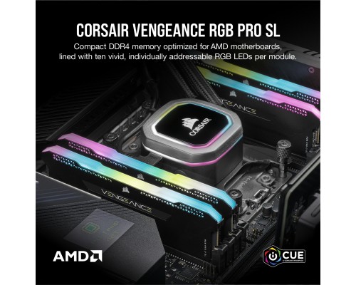 Модуль пам'яті для комп'ютера DDR4 16GB (2x8GB) 3600 MHz Vengeance RGB Pro SL Black Corsair (CMH16GX4M2D3600C18)